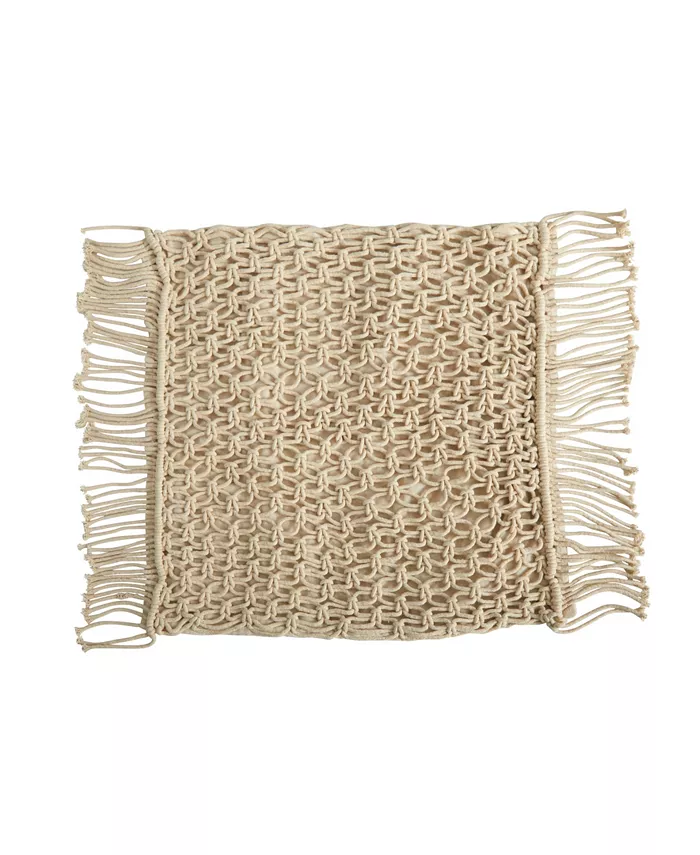 Nearly Natural Boho Fringed Woven Macrame Decorative Pillow Cover， 18