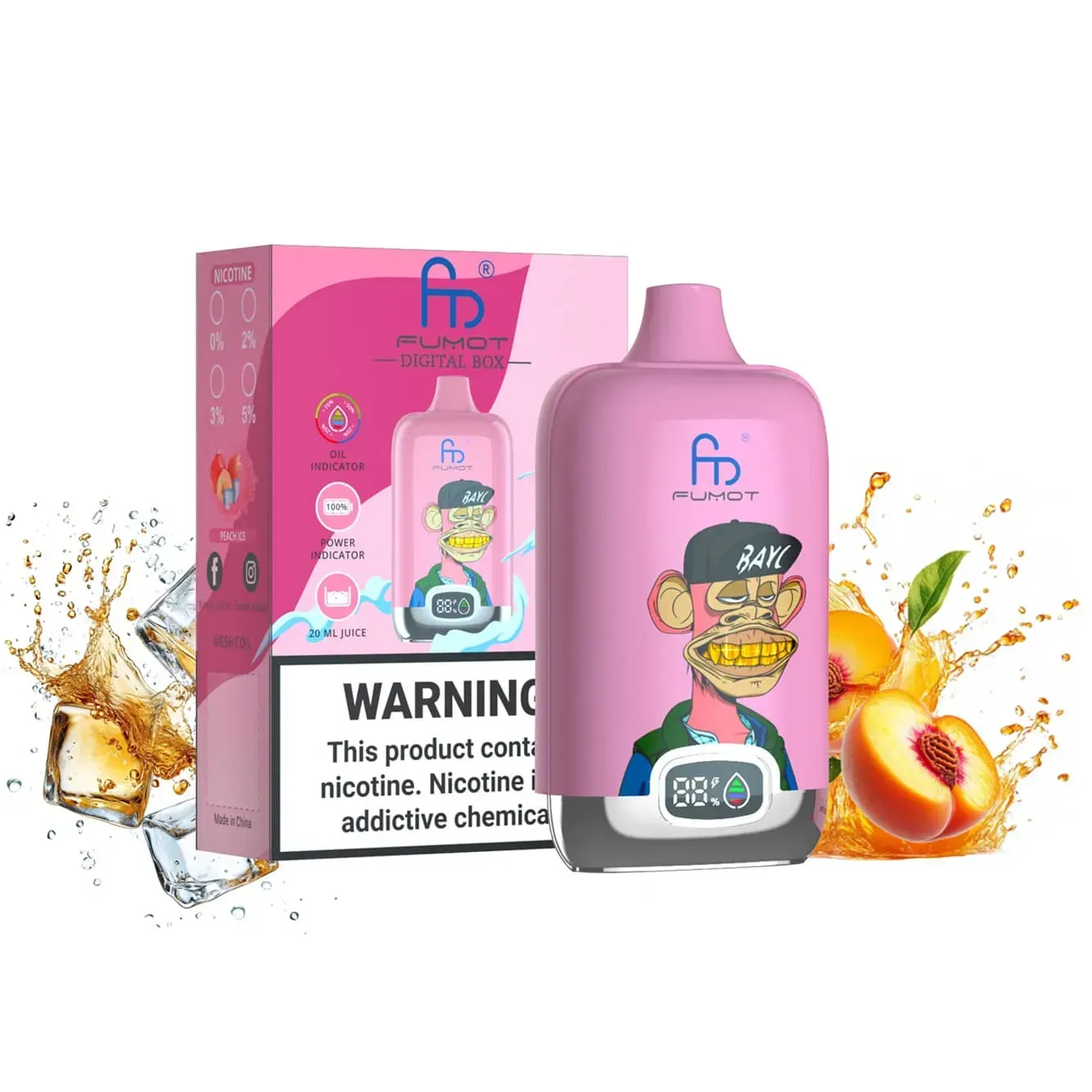 ⭐ Fumot Tornado Digital Box 12000 Züge – 50+ Geschmacksrichtungen 🍇🍉🍋