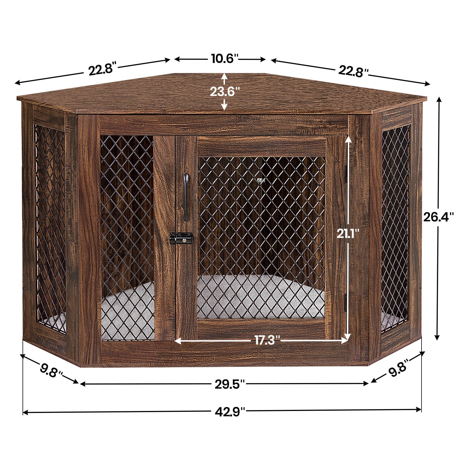 Dog Crate - Indoor Corner Cat And Dog Cage With Cushion(Medium/Large)
