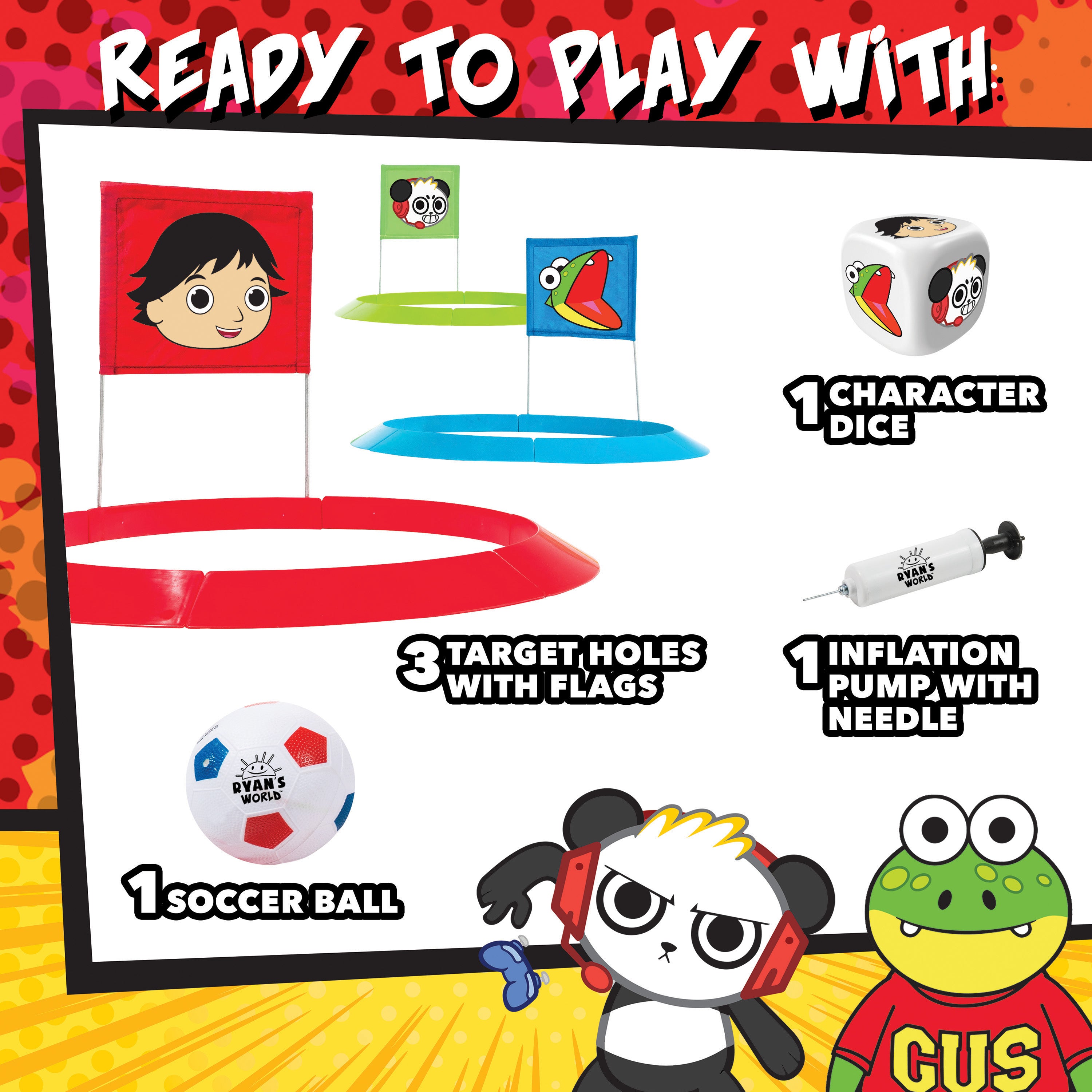 Ryan's World Kids Soccer Golf Set with 1 Soccer Ball and 3 Targets with Flags - 20