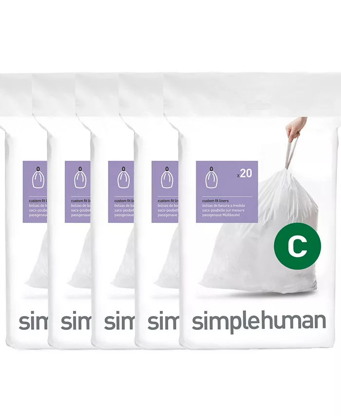 simplehuman Code C Custom Fit Liners， Pack of 100