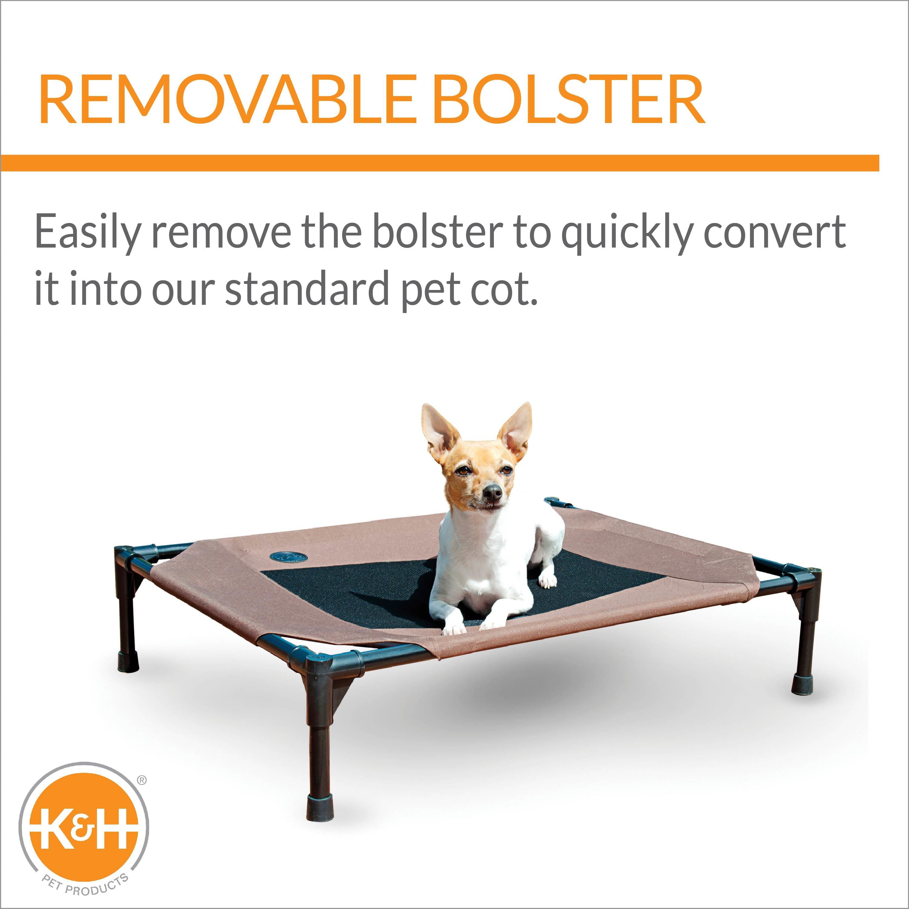 KandH Pet Products Original Bolster Pet Cot， Medium， Chocolate/Mesh