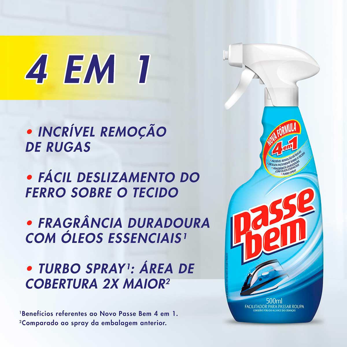 Facilitador Spray de Passar Roupas Passe Bem 4 em 1 500ml