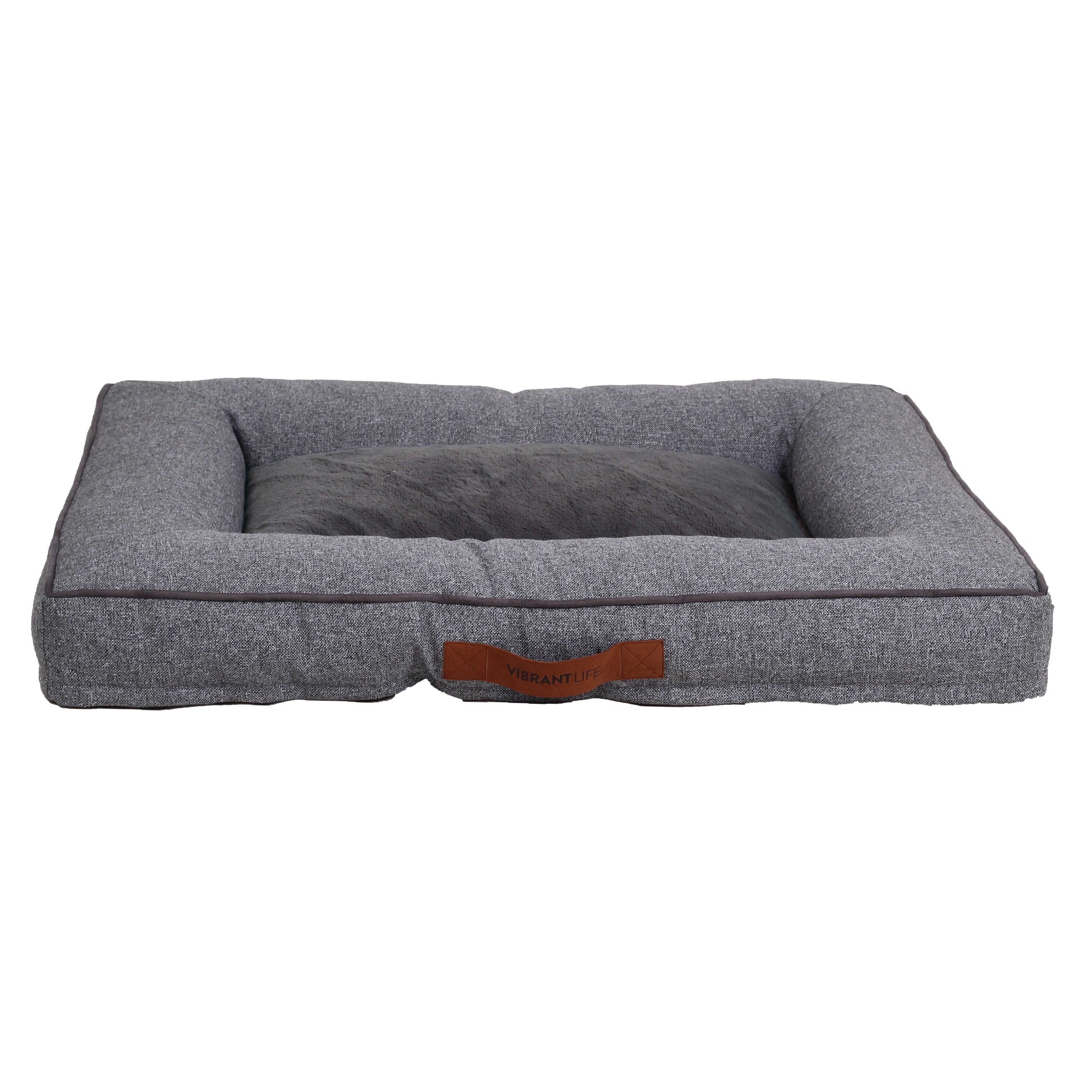Vibrant Life Large Comfort Orthopedic Bolster-Style Dog Bed， Gray