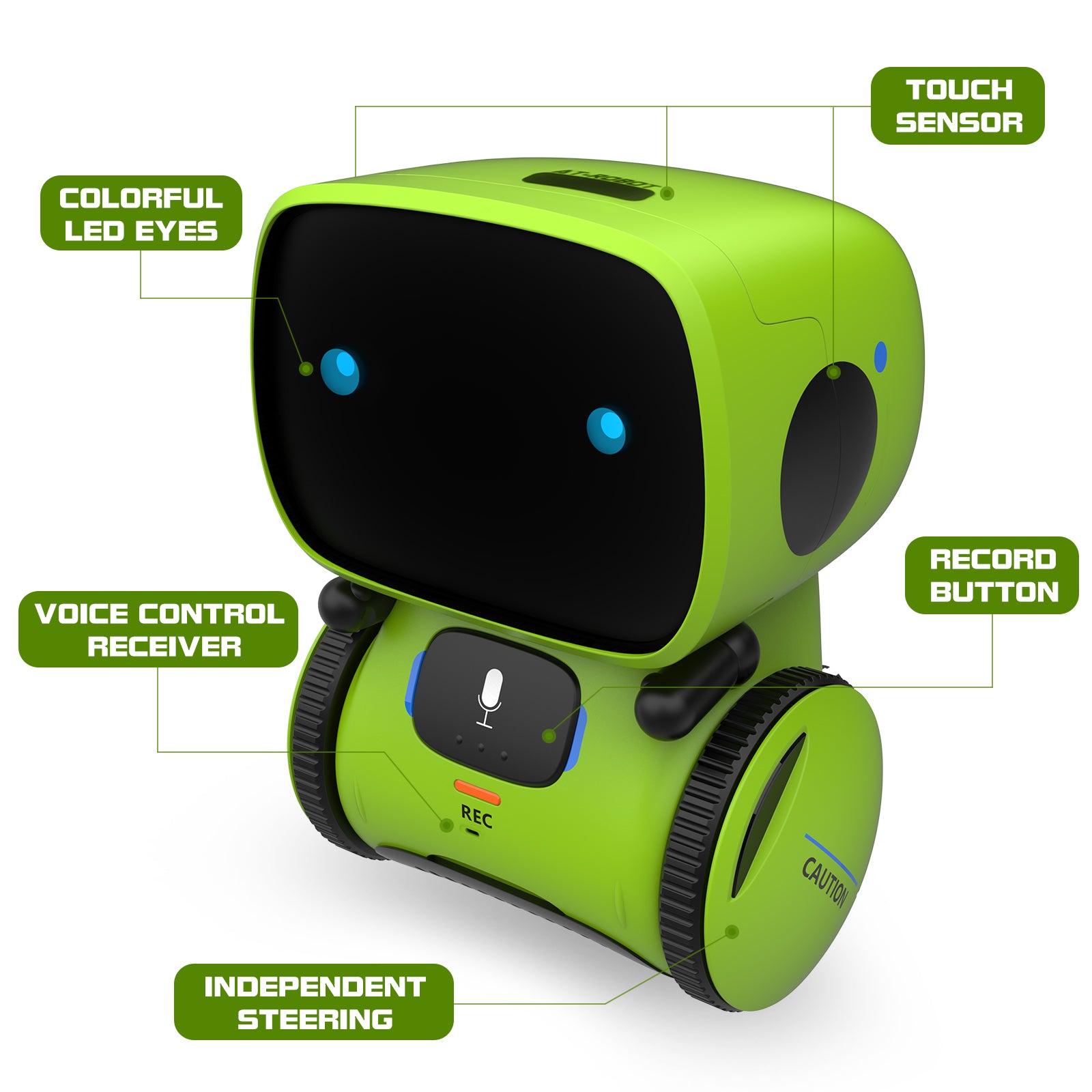 GILOBABY Interactive Smart Robot Toy for Kids， Voice Controlled - Green