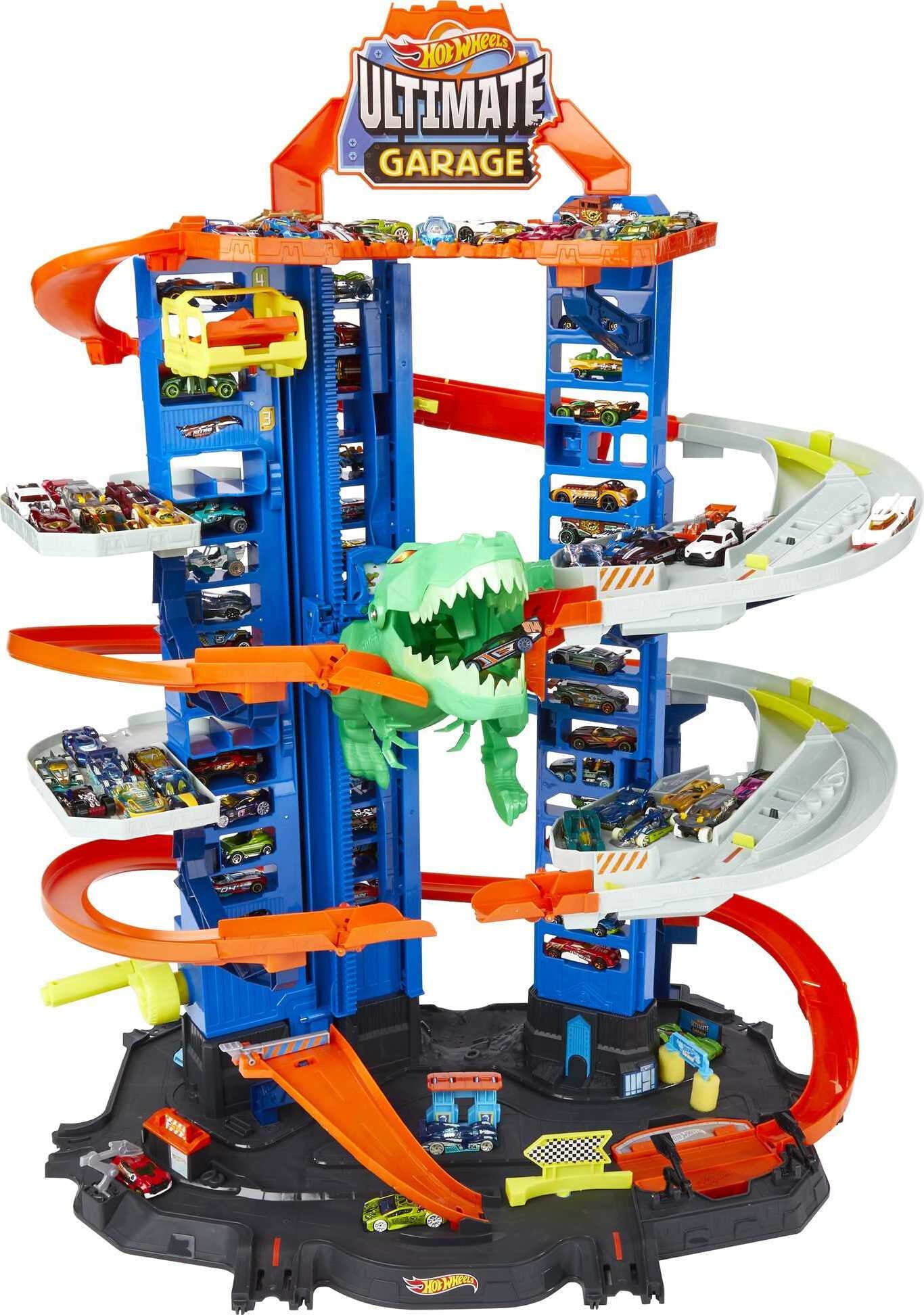Hot Wheels HW Ultimate Garage Playset with 2 Toy Cars， Stores 100+ 1:64 Scale Vehicles