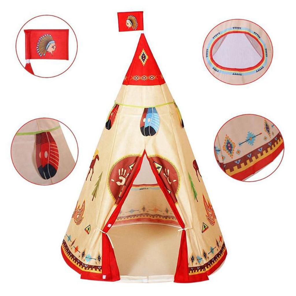 Kids Portable Teepee Play Tent Indian Styled Playhouse Outdoor Backyard Toy