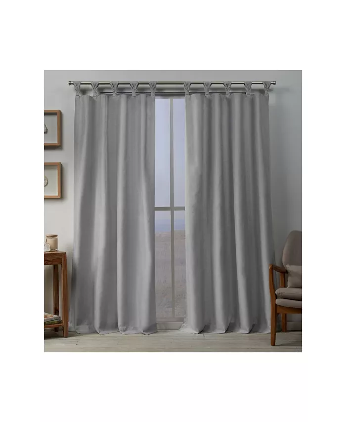 Exclusive Home Loha Linen Braided Tab Top Curtain Panel Pair， 54