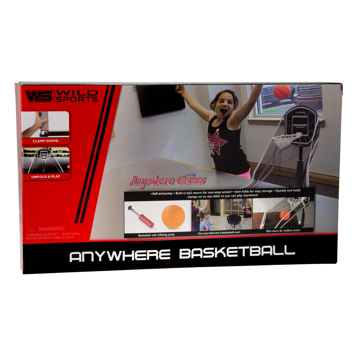 Wild Sports Tabletop Basketball Set with Mini Backboard， Hoop， Ball and Pump