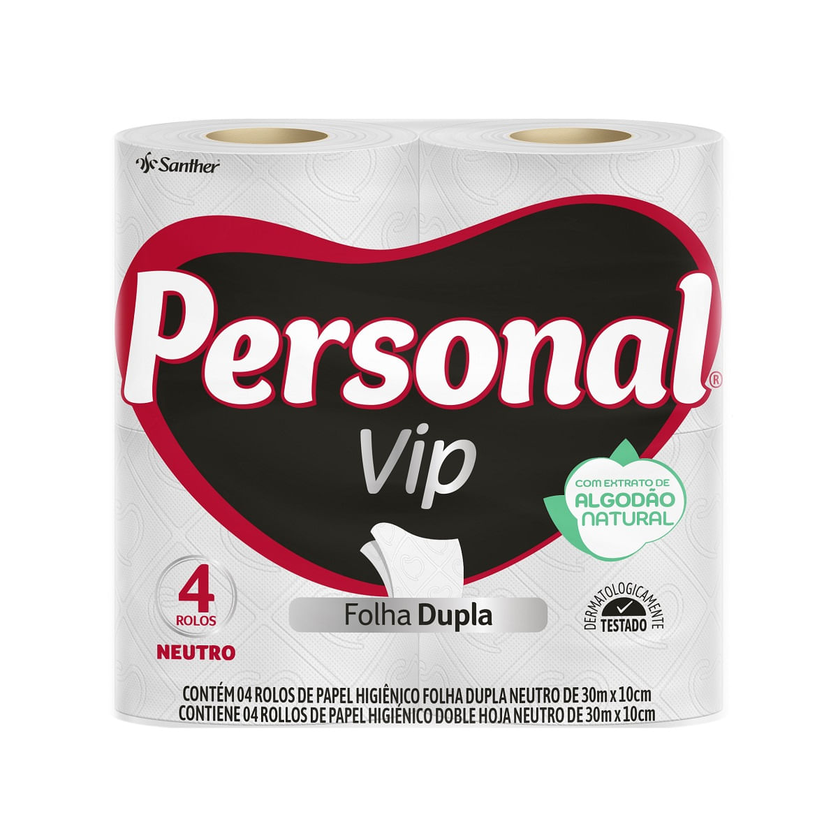 Papel Higienico Folha Dupla 30 Metros Personal Vip 4 Unidades