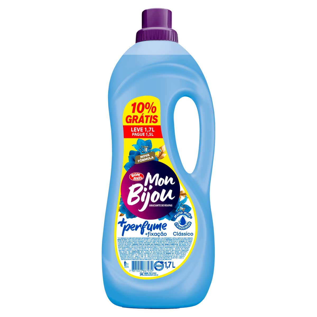 Amaciante de Roupa Classico Mon Bijou +Perfume Leve 1,7L Pague 1,5L