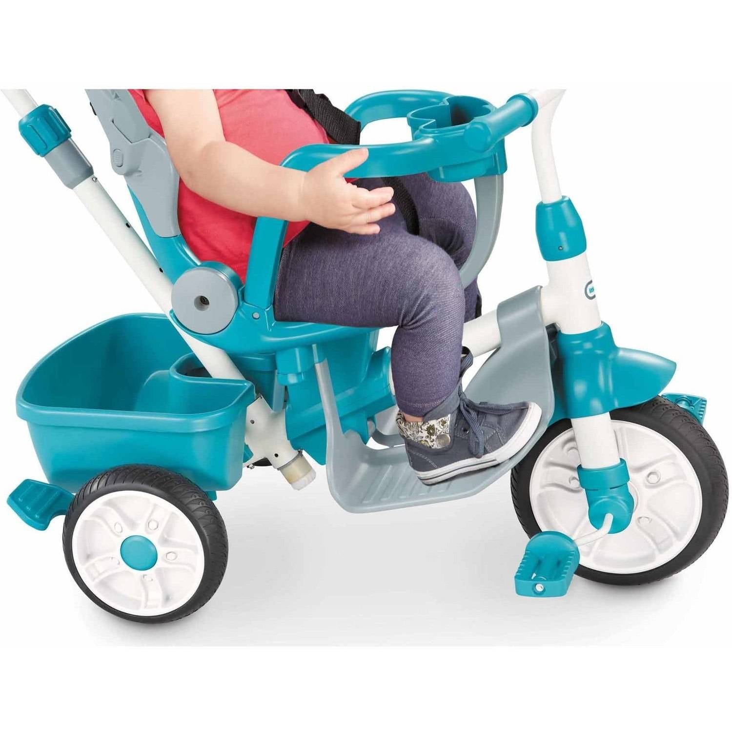Little Tikes Perfect Fit 4-in-1 Trike in Teal， Convertible Tricycle for Toddlers， 4 Stages of Growth and Shade Canopy - Kids Boys Girls Ages 9 Months to 3 Years Old