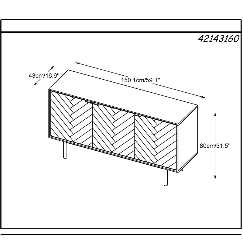 CALVI Sideboard Buffet 1.5M -  Natural & Black