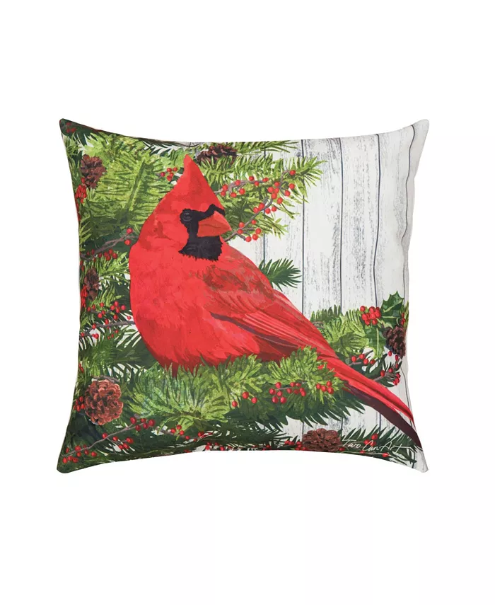 CandF Home Christmas Bird Indoor Outdoor Pillow