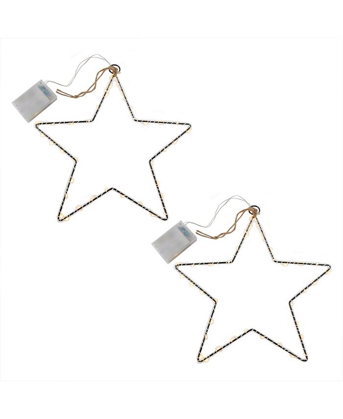 Macy's Lumabase Set of 2 Star Motif with Mini LED String Lights
