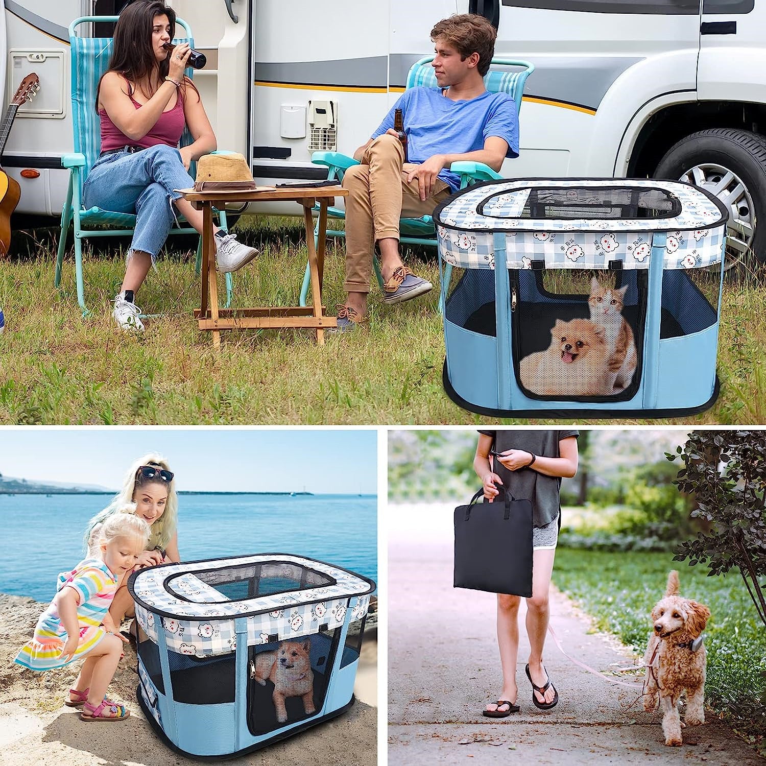 Portable Dog Playpen|  Dog House Indoor Outdoor| Pet Playpen for Small Dogs| Dog Travel Accessories Cat Kennel