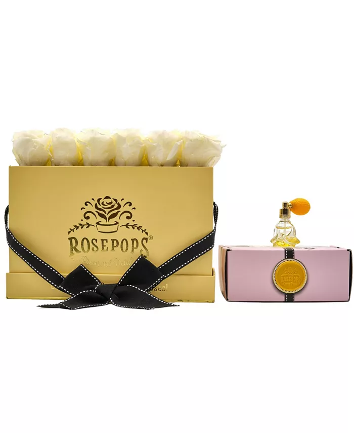 Rosepops Pop-Up Pastel to The Moon and Back Real Buttercup Yellow Roses Scented Along with Rose Shaped Bottle， Box of 12