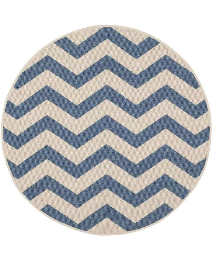 Safavieh Courtyard Blue and Beige 4' x 4' Sisal Weave Round Outdoor Area Rug