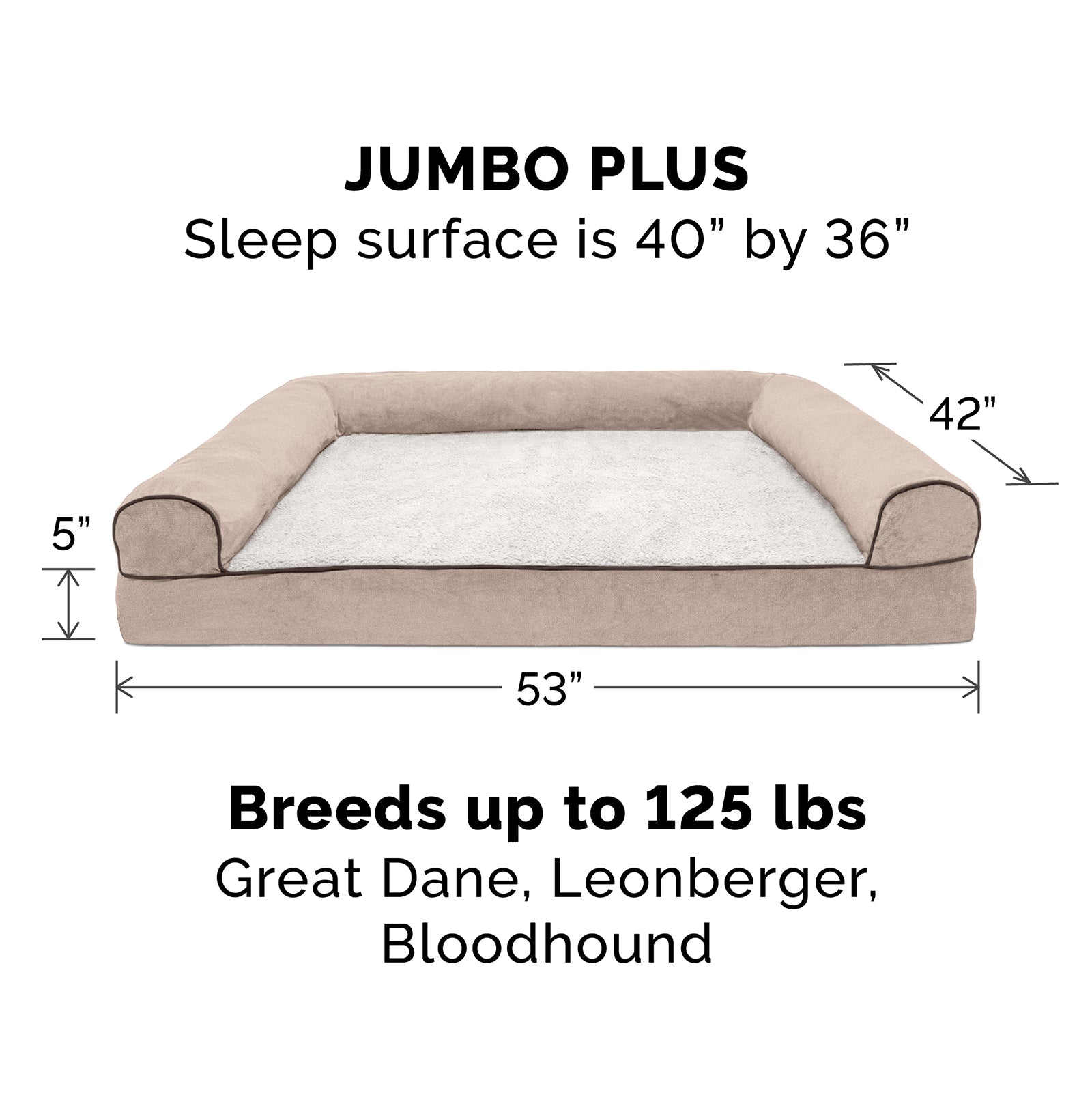 FurHaven | Cooling Gel Faux Fleece and Chenille Sofa Pet Bed for Dogs and Cats， Cream， Jumbo Plus