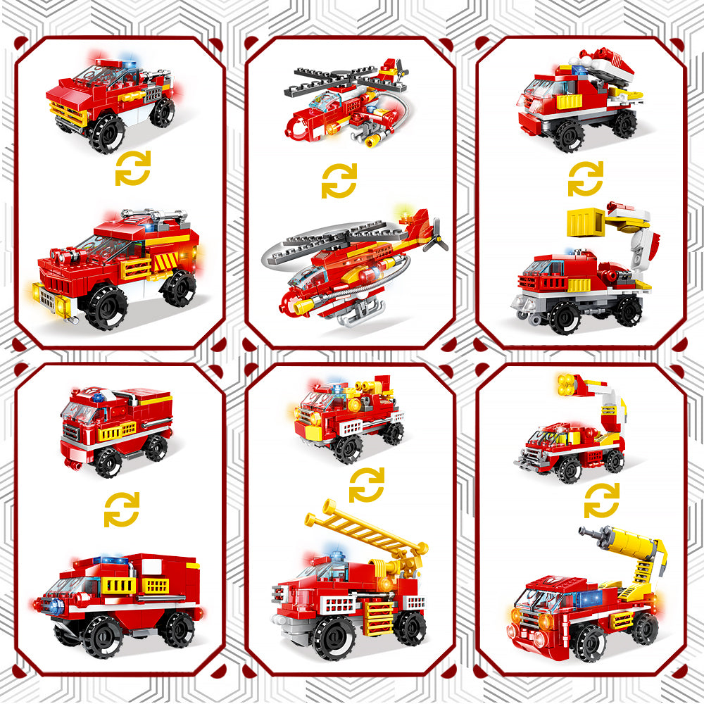 HOGOKIDS  591pcs STEM Fire Robot Construction Building Toy Sets， 13 in 1 Fire Rescue Building Bricks Kids Gift for Age 6 7 8 9 10+ Year