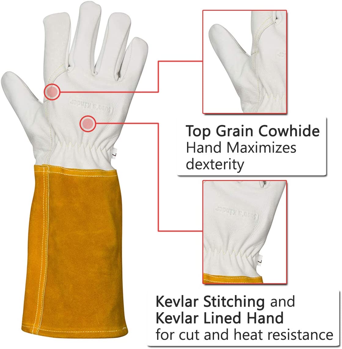 Rose Pruning Gloves Medium -Leather Gardening Gloves with Kevlar Lining for Women and Men - Gauntlet for Weeding, Lady Palm Plant Protection (Medium)