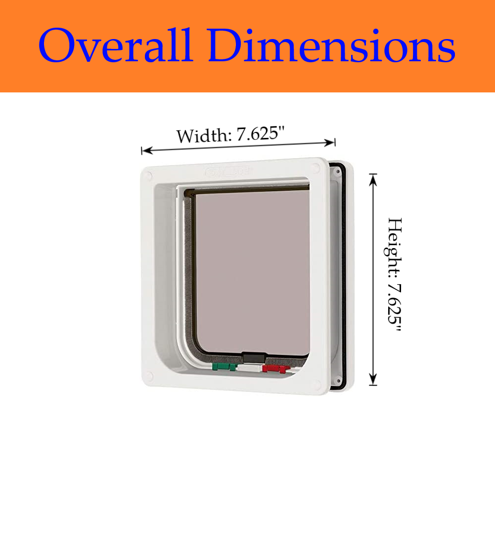 Cat Mate 4 Way Locking Cat Flap W/Door Liner-White， Transparent Flap and Magnetic Catch