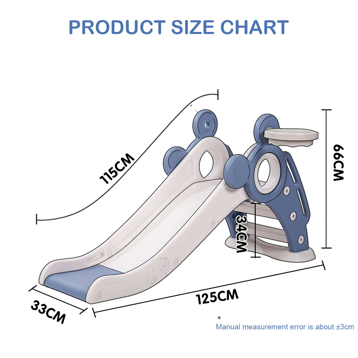 Children's Folding Slides with Stairs，Blue Toddler Folding Slide Plastic Kids Slide for Toddlers Cmgb