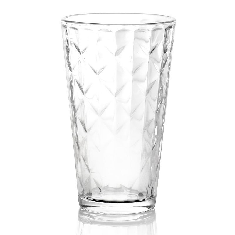 Gibson Everyday Clearview Diamond 12 Piece Embossed Glass Dinnerware Set