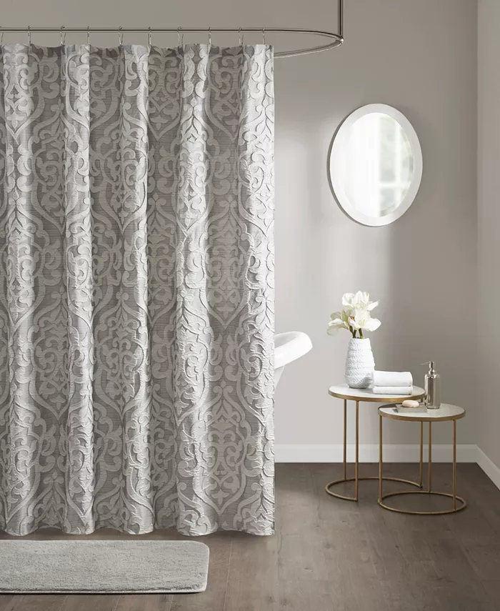 Madison Park Odette Jacquard Shower Curtain， 72