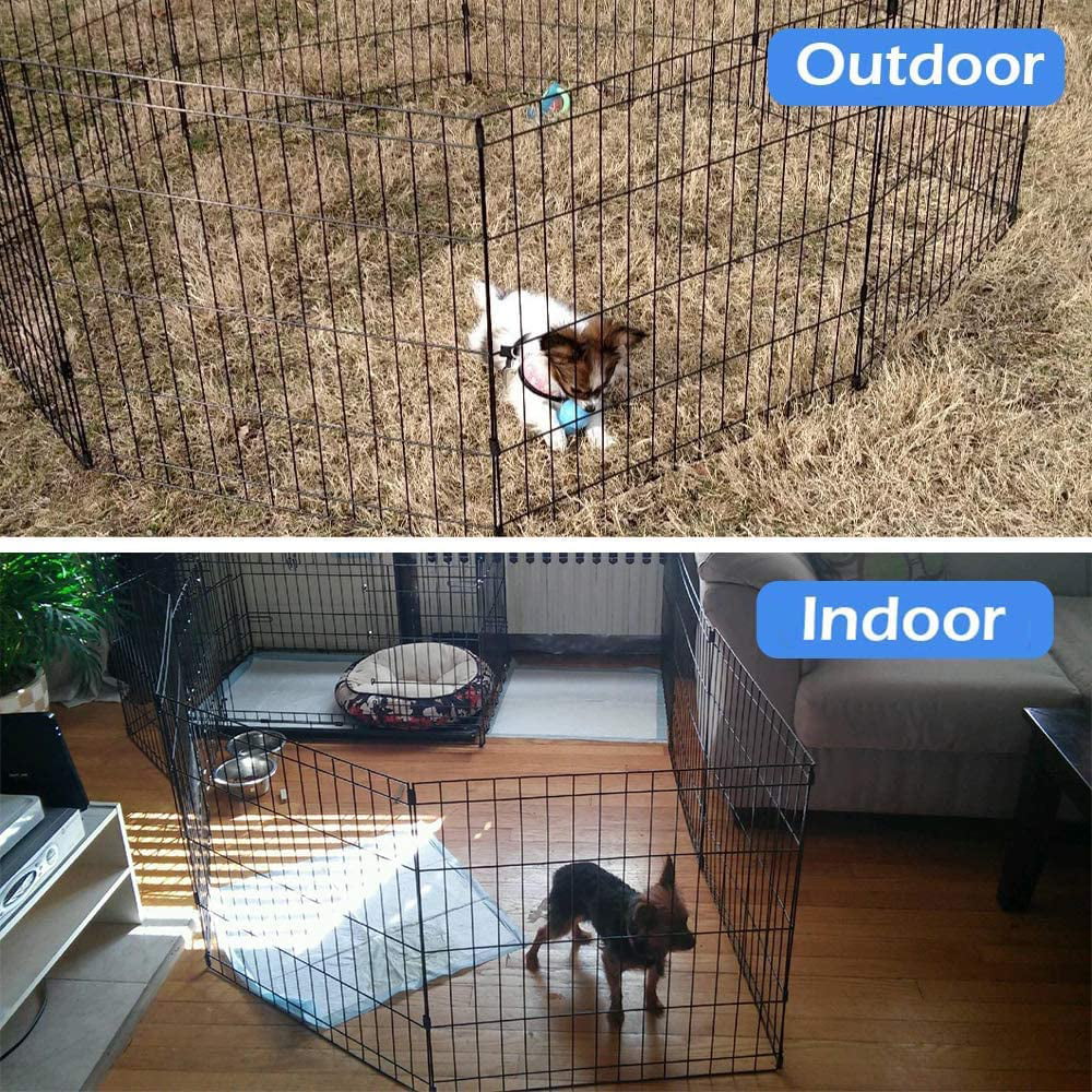 Dkeli Dog Fence Outdoor Dog Playpens for Small Dogs， Portable， Foldable，24 inch