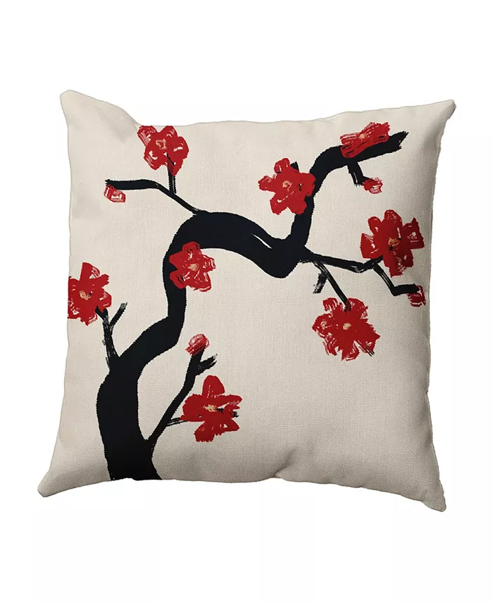 E by Design 16 Inch Red Decorative Floral Throw Pillow