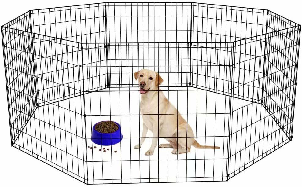 Dkeli Dog Fence Outdoor Dog Playpens for Small Dogs， Portable， Foldable，24 inch