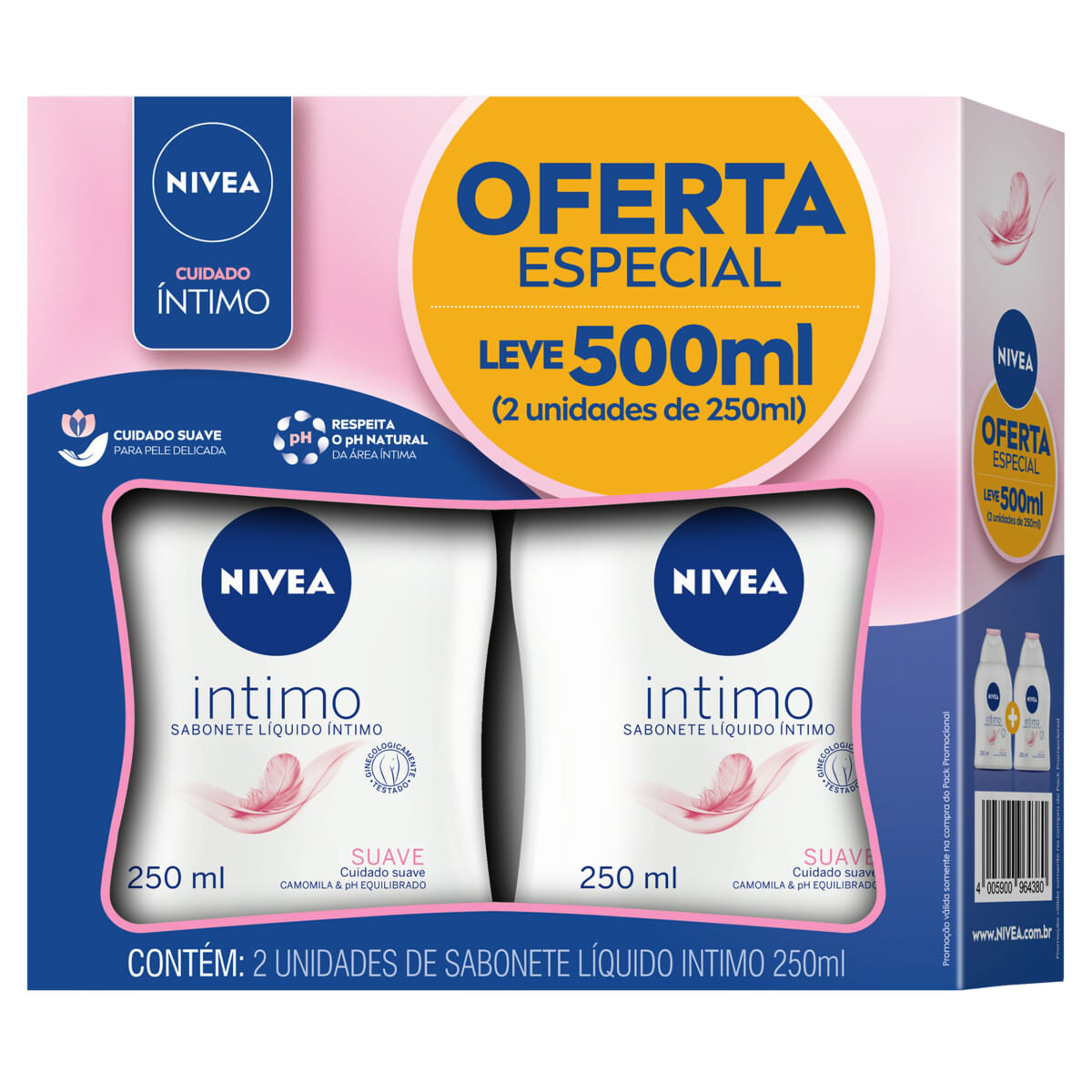 Kit Sabonete Liquido Intimo Suave Camomila Nivea Frasco 2 Unidades 250 ml