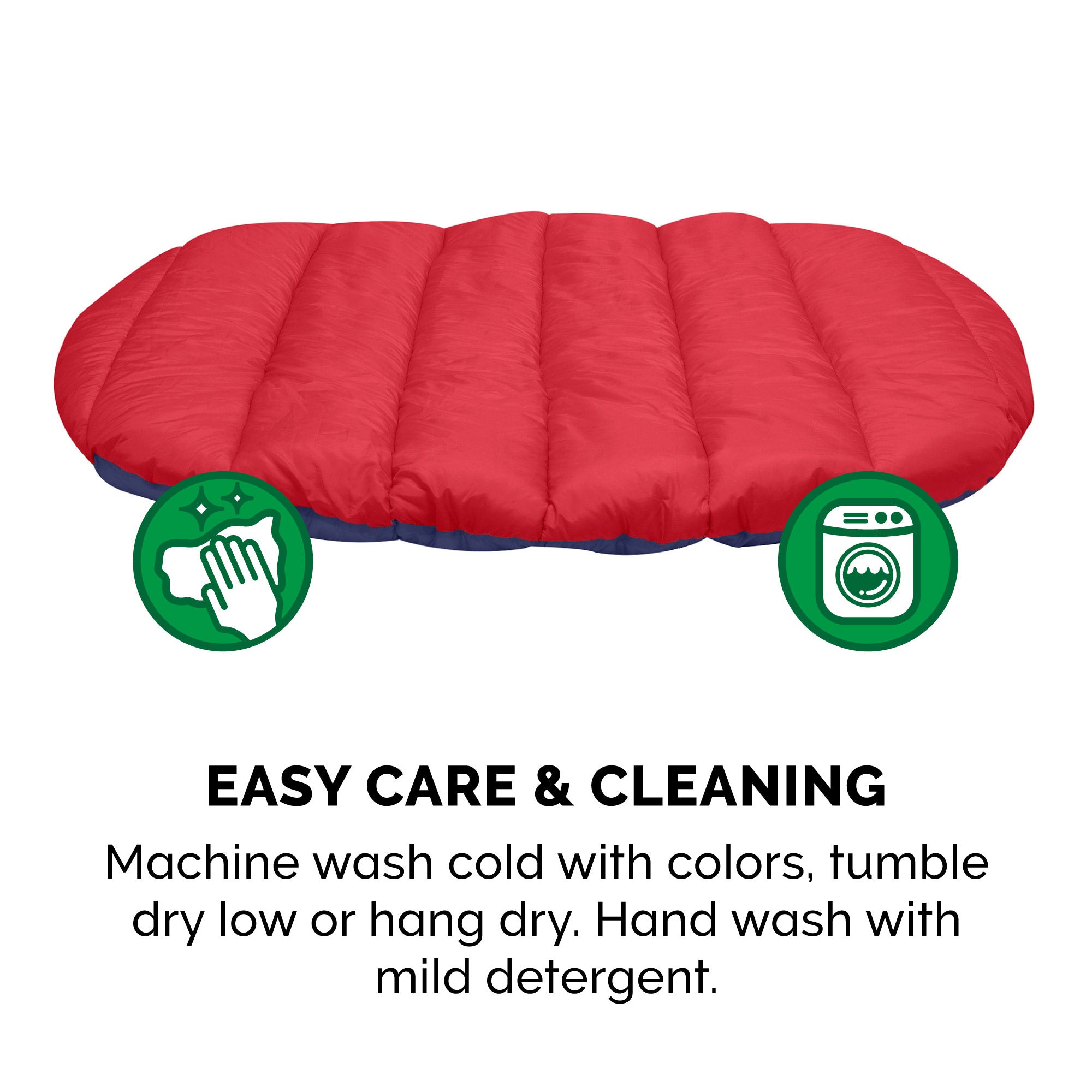 FurHaven | Trail Pup Packable Stuff Sack Travel Pillow Bed for Dogs and Cats， Flame Red and True Blue， Large