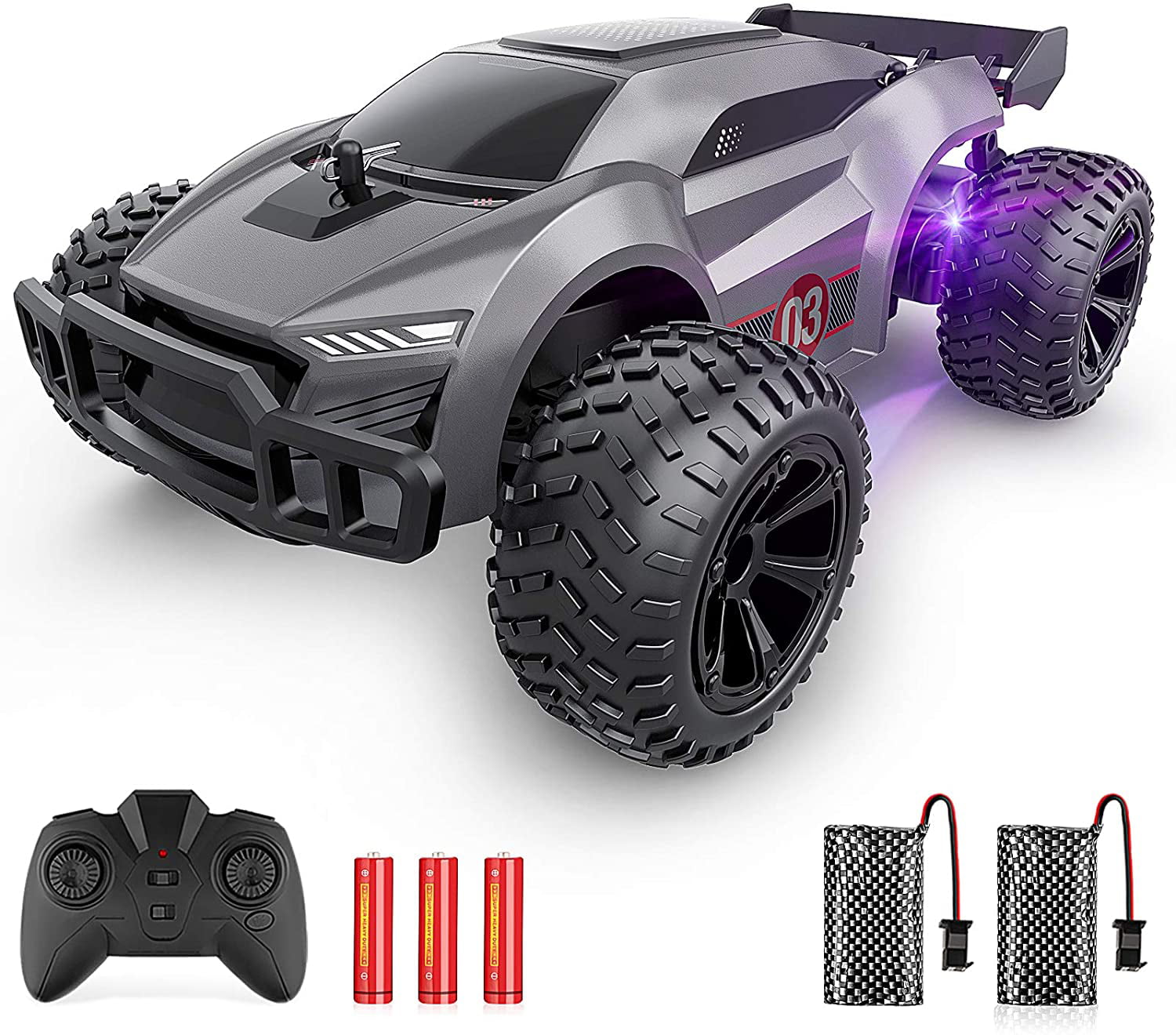 Allaugh High Speed RC Car， Remote Control Car， 1:22 Scale 2WD off-Road RC Racing Car with Headlight for 3-12Y Kids Adults (Gray)
