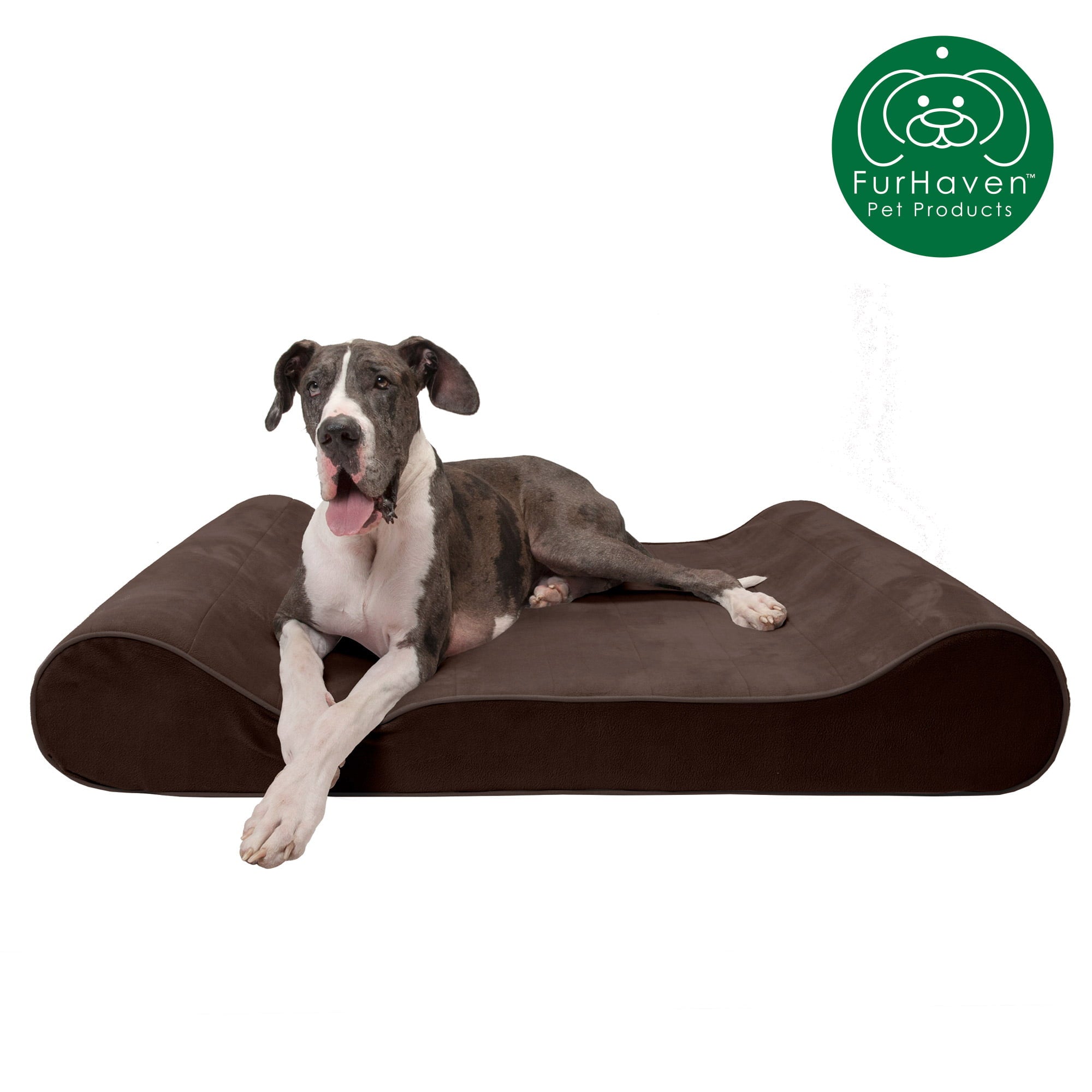 FurHaven Pet Dog Bed | Orthopedic Microvelvet Luxe Lounger Pet Bed for Dogs and Cats， Espresso， Giant