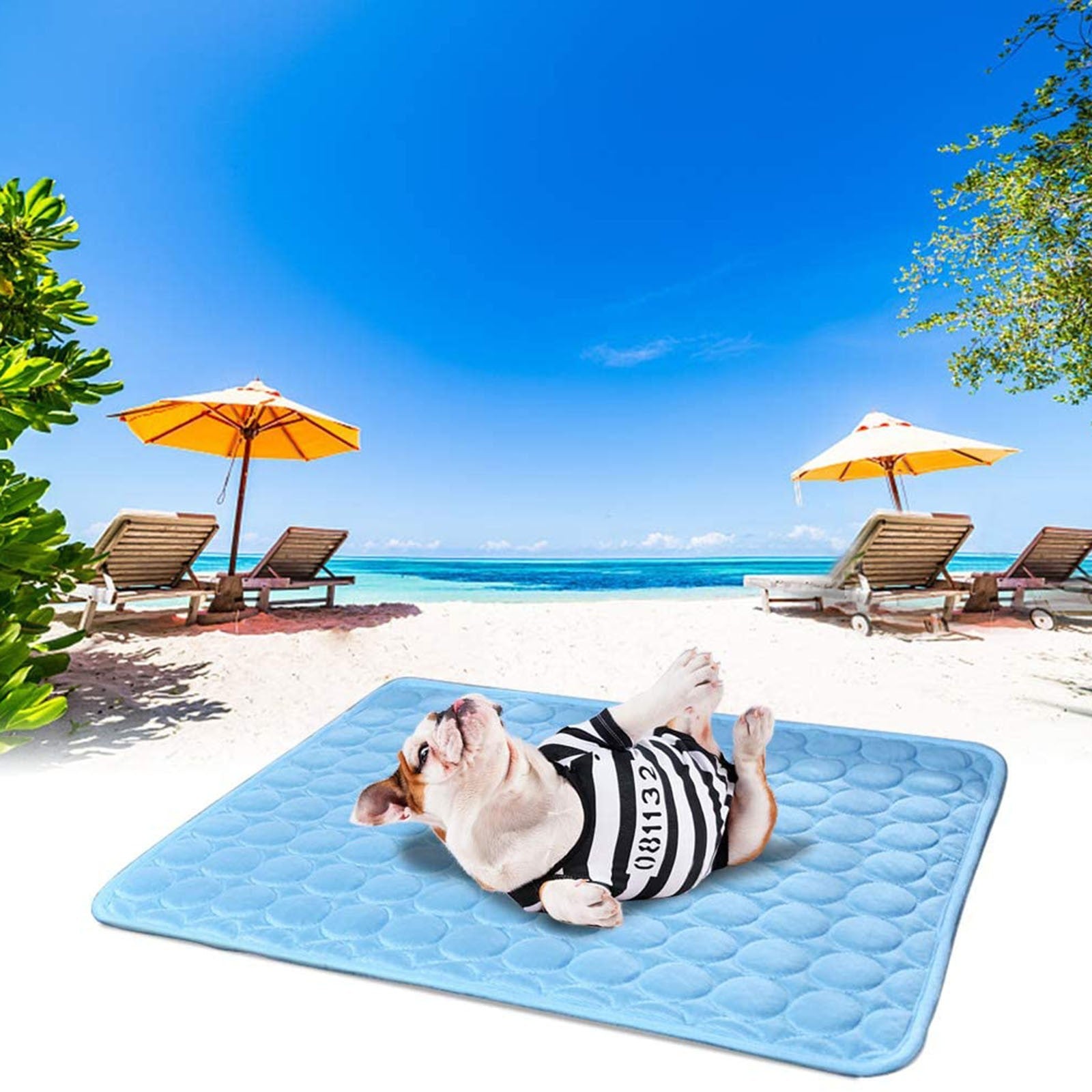 Bowake Dog Ice Silk Mat Summer Pet Mat Sleeping Mat Cooling Lce Mat