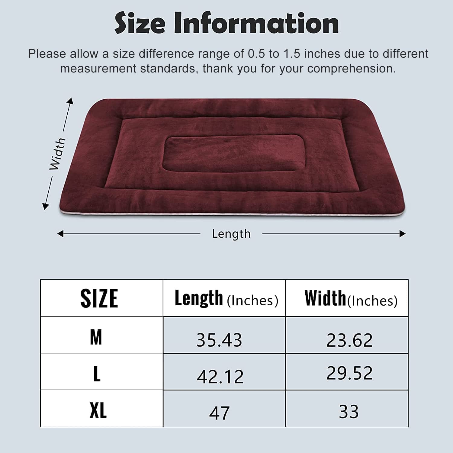 PROCIPE Pet Bed Washable Dog Crate Mat Anti-Slip Kennel Pads 42 inch Red