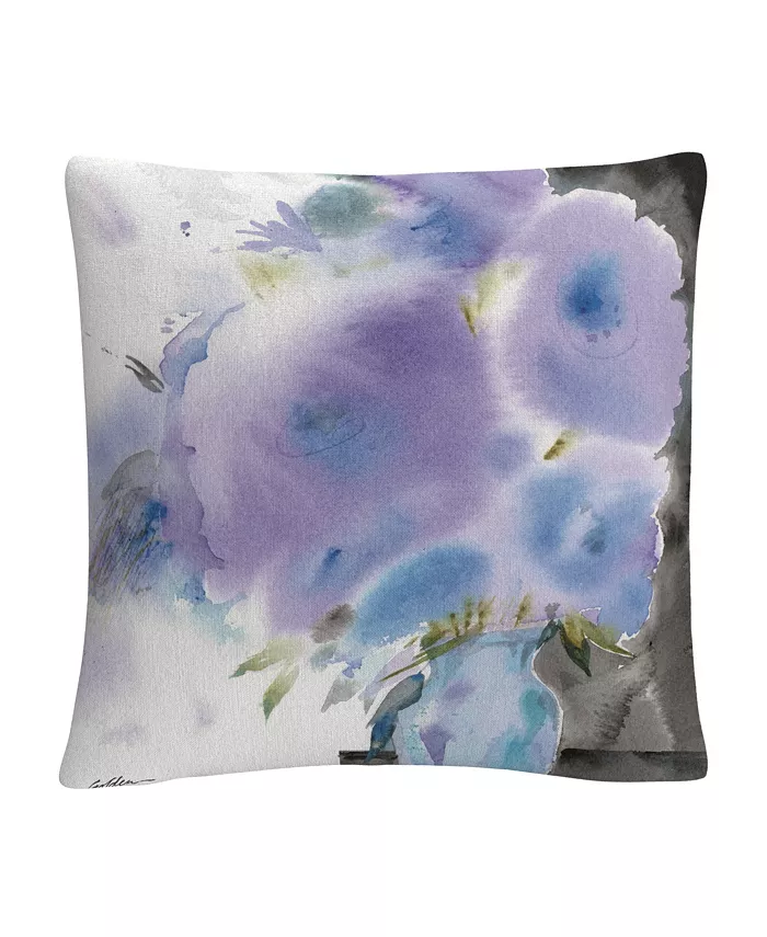 Baldwin Sheila Golden Purple Flowers Square Watercolor Painting Decorative Pillow， 16