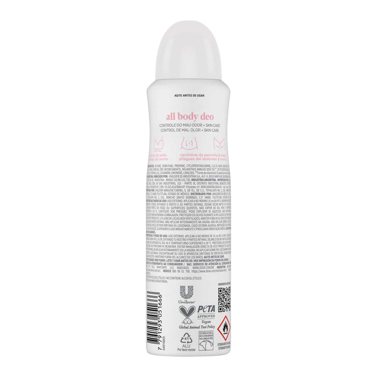 Desodorante Aerossol Raspberry & Rose Dove All Body Deo 150ml Spray