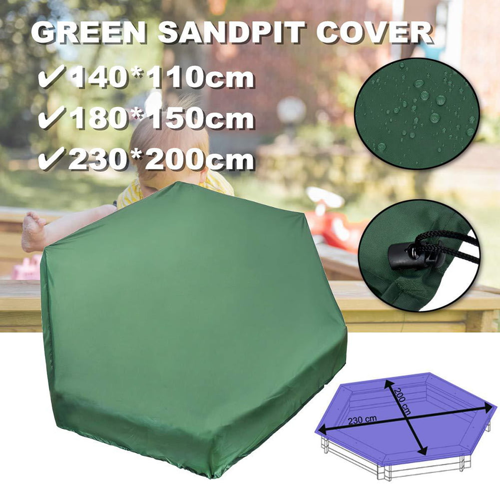 Hapeisy Octagon Sandbox Cover Green Sandpit Cover with Drawstring 3 Sizes Table Cover Waterproof Pool Cover for Outdoor Garden