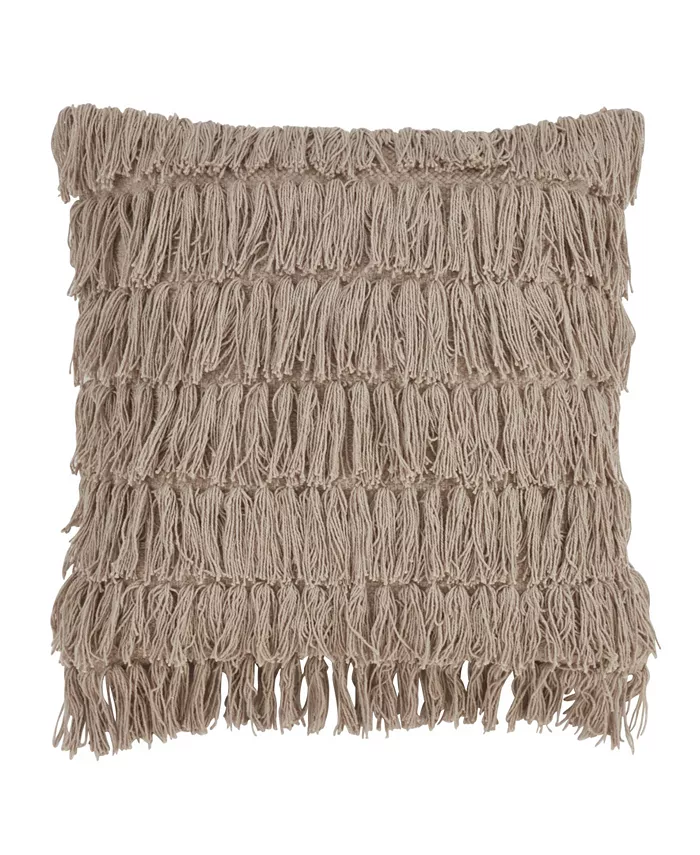 Saro Lifestyle Woven Fringes Decorative Pillow， 18