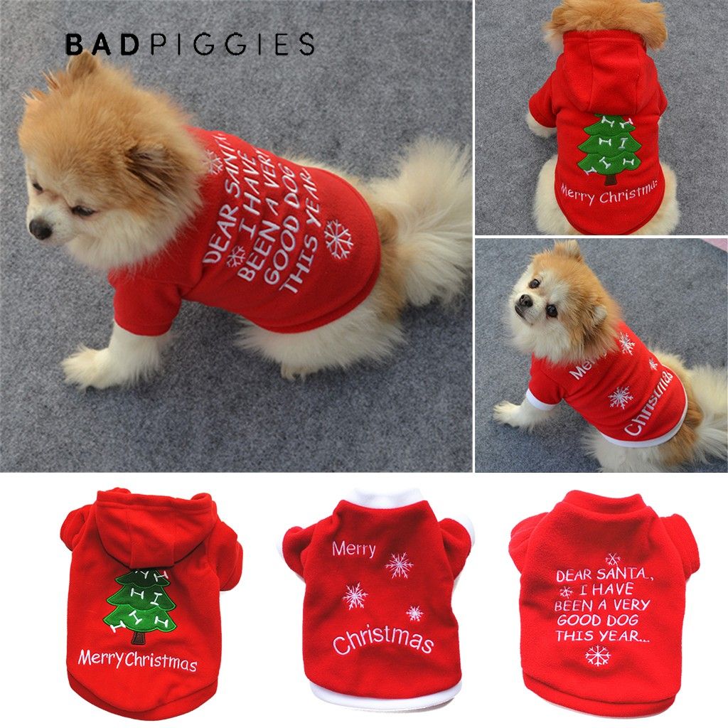 BadPiggies Christmas Dog Clothes Pet Clothes Autumn Winter Sweaters Warm Snowflake Fleece Pullover Dog Clothing For Small Medium Dogs