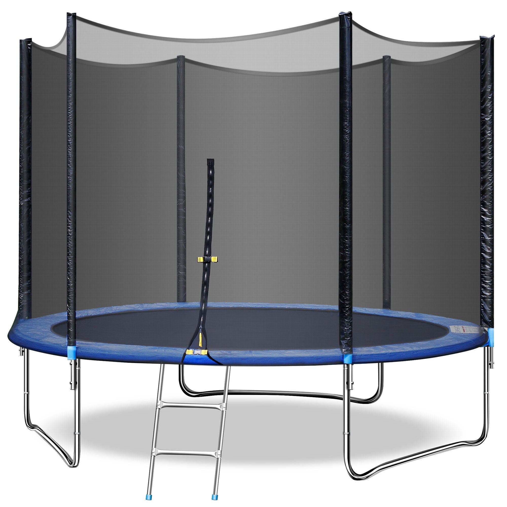 SKONYON 10 FT Trampoline with Safe Enclosure Net 680 lbs Outdoor Fitness Trampoline with Waterproof Jump Mat Ladder