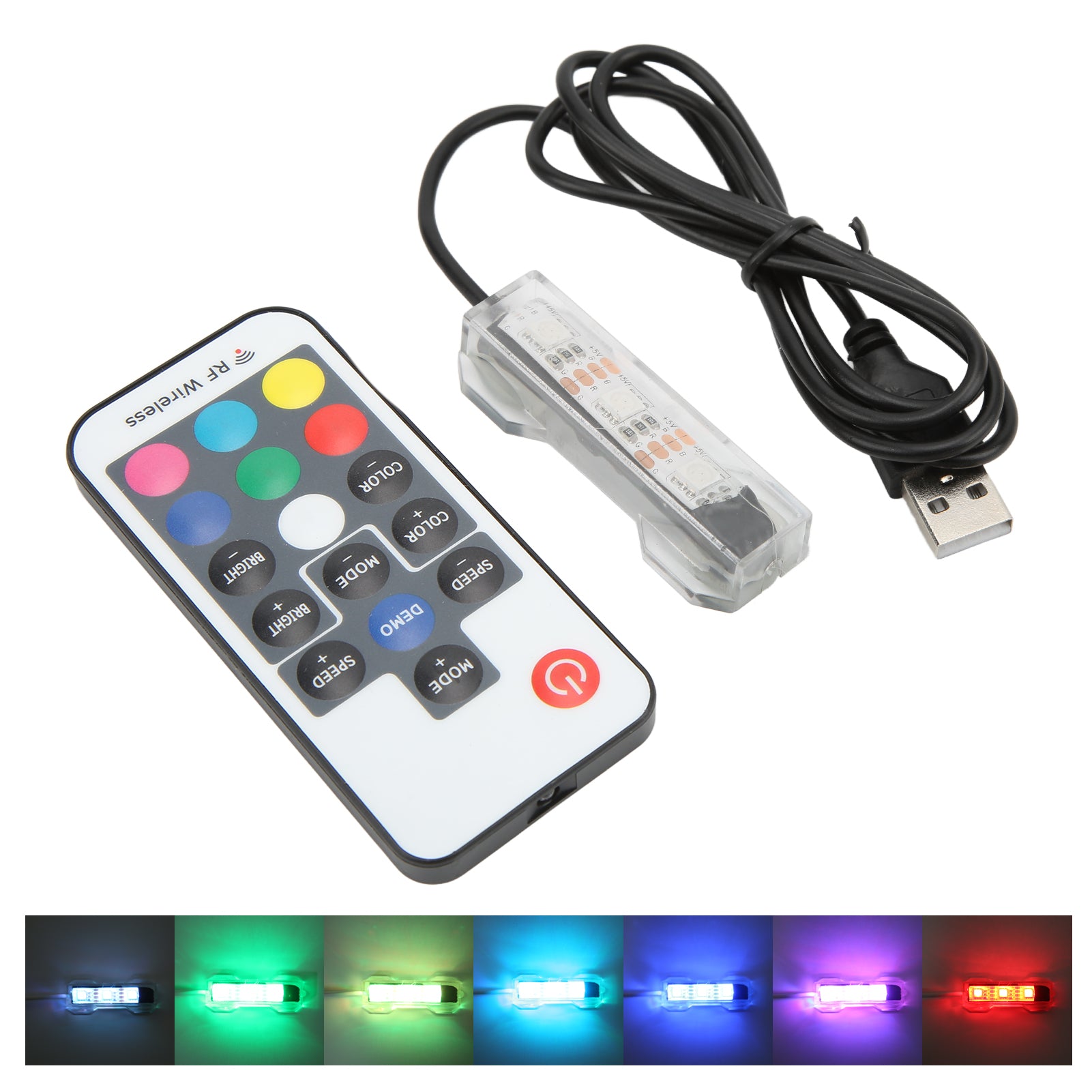 USB Fish Tank Light， LED Aquarium Light Remote Control Colorful  For Medium Fish Tanks For Small Fish Tanks Black Line