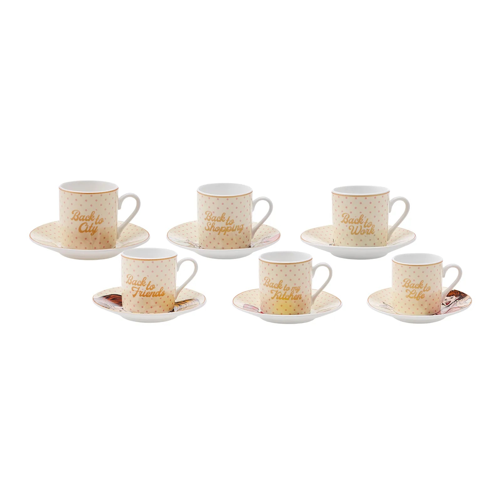 Karaca Back To Set Of 6 Coffee Cups 80 Ml 153.03.06.6150