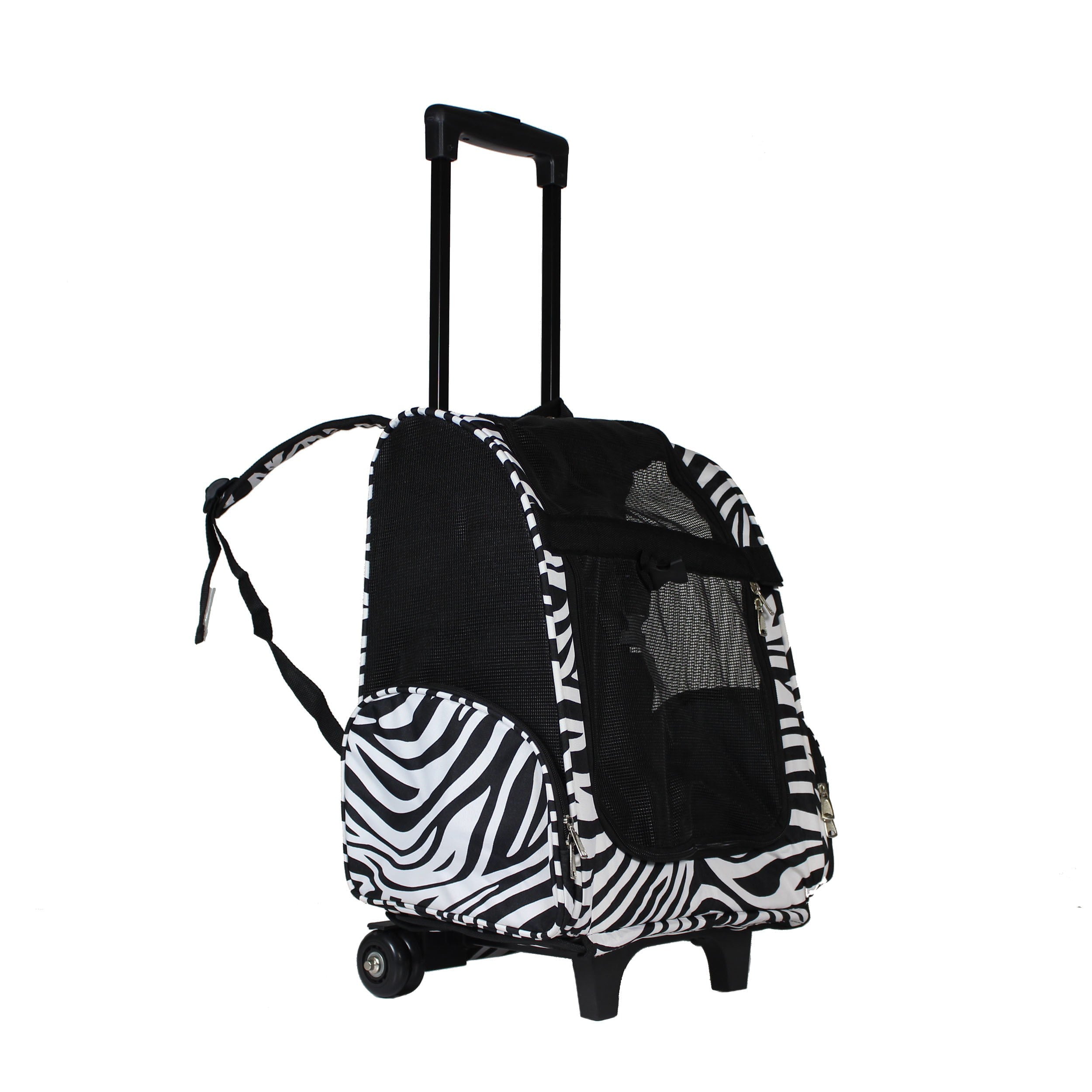 World Traveler  Zebra 20-Inch Rolling Small Pet Carrier Backpack Carry-On Convertible