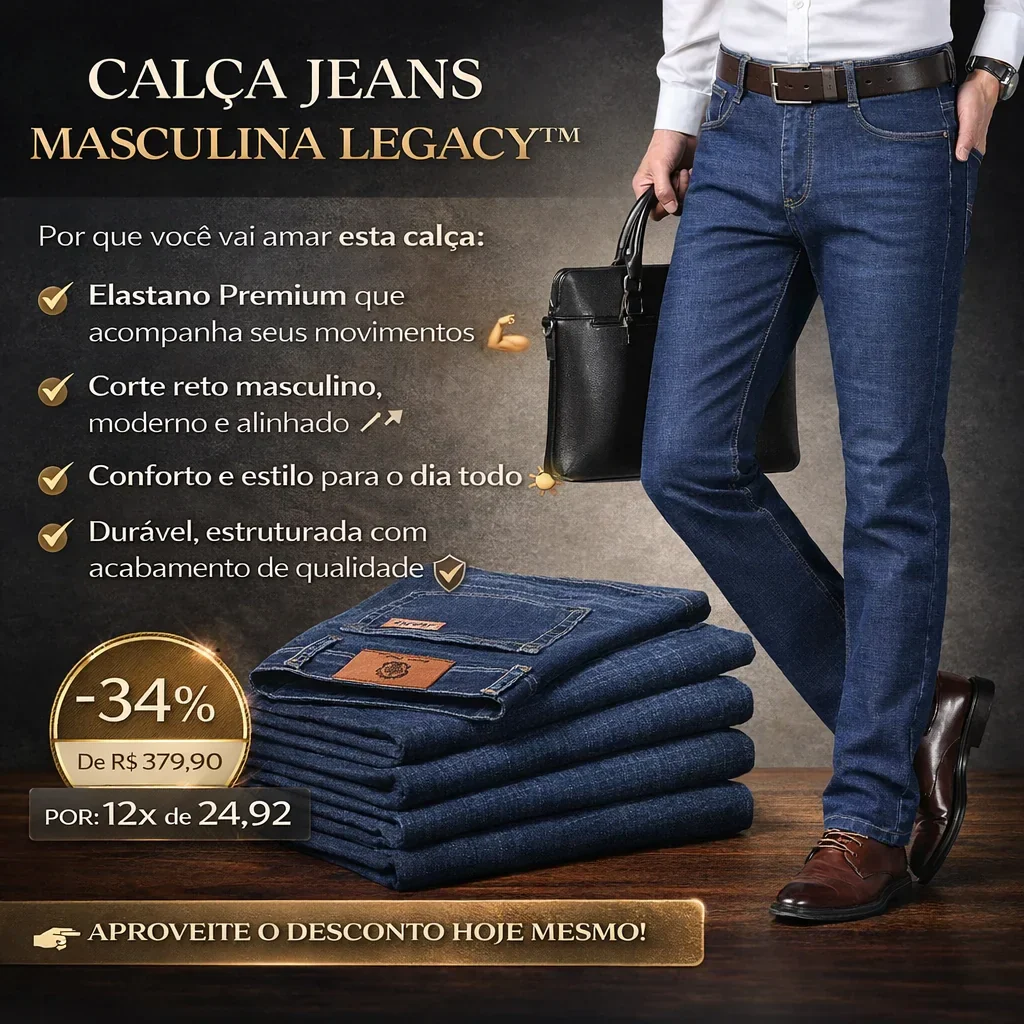 Calça Jeans Masculina Legacy™ com Elastano Premium Anti Deformidade
