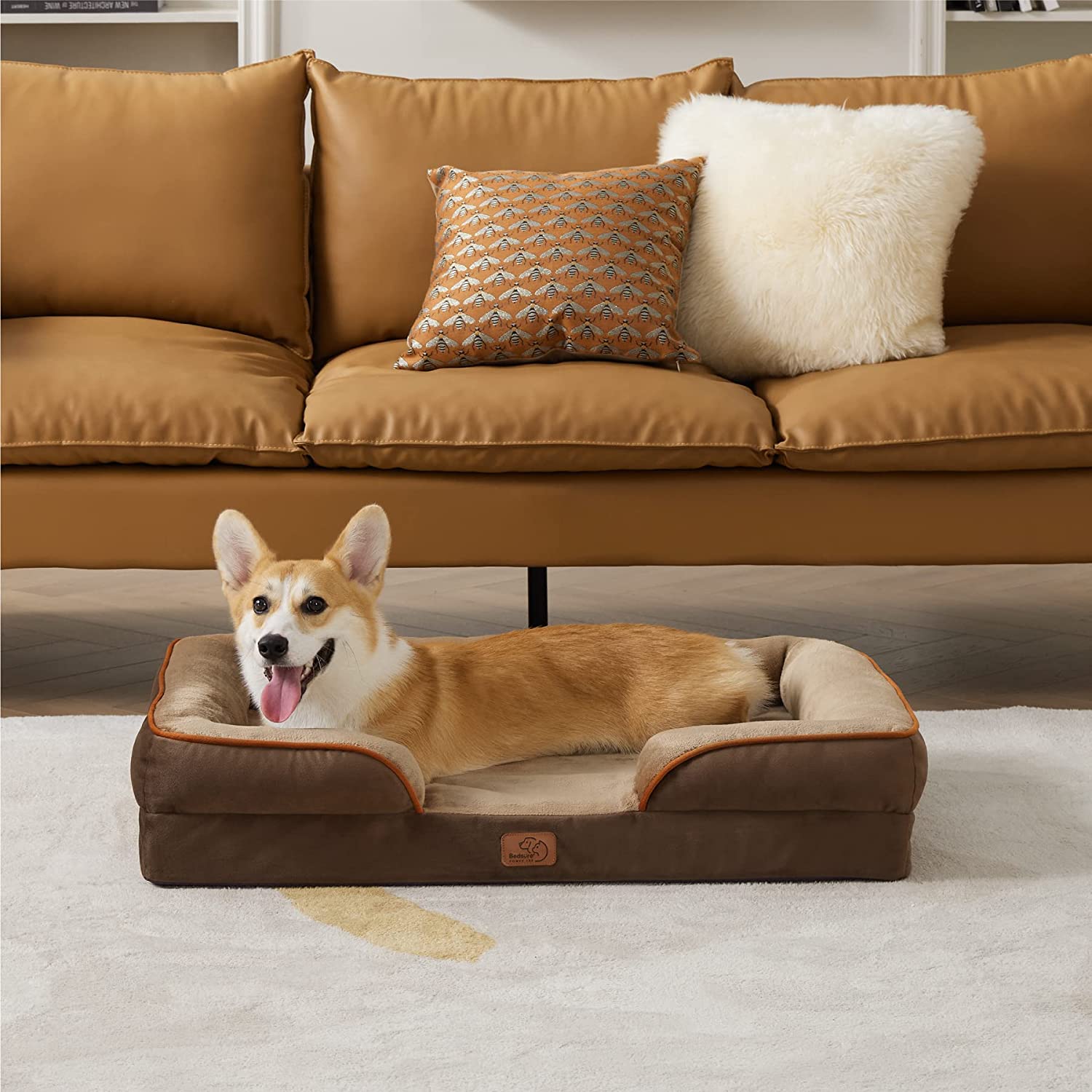 Bedsure Orthopedic Dog Bed for Medium Dogs - Waterproof Dog Bed Medium， Foam Sofa with Removable Washable Cover， Waterproof Lining and Nonskid Bottom Couch， Pet Bed