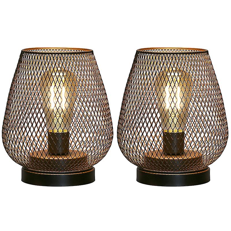Set Of 2 Metal Cage Led Lantern Battery Powered Cordless Accent Light With Led Great For Weddings Parties Patio Events For Indoors Outdoors